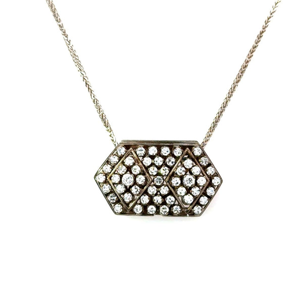 Vintage 14KT White Gold 1.80CT Diamond Pendant Necklace - KFK, Inc.