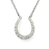 Vintage 14KT White Gold Diamond Horseshoe Pendant Necklace - KFK, Inc.