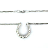Vintage 14KT White Gold Diamond Horseshoe Pendant Necklace - KFK, Inc.