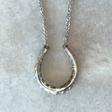 Vintage 14KT White Gold Diamond Horseshoe Pendant Necklace - KFK, Inc.