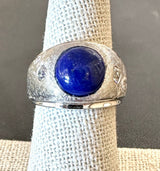 Vintage 14KT White Gold Lapis Signet Ring - KFK, Inc.