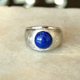 Vintage 14KT White Gold Lapis Signet Ring - KFK, Inc.