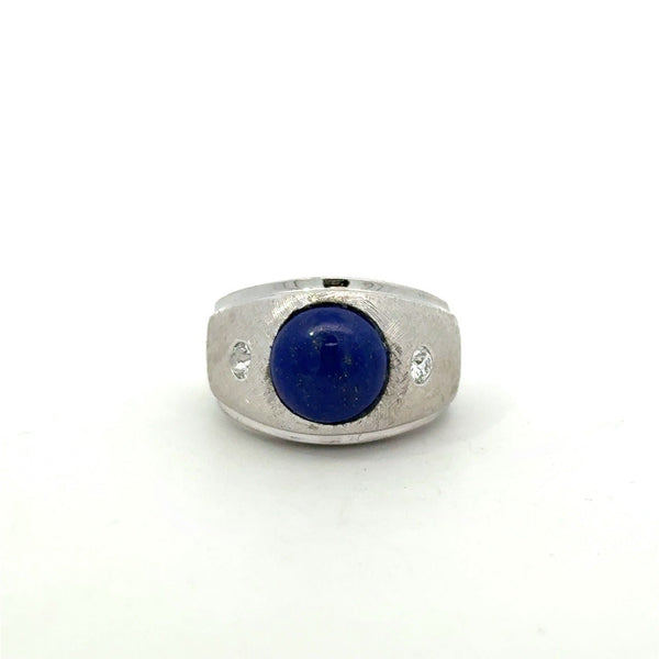 Vintage 14KT White Gold Lapis Signet Ring - KFK, Inc.