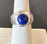 Vintage 14KT White Gold Lapis Signet Ring - KFK, Inc.
