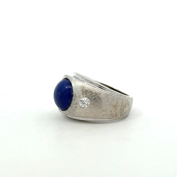 Vintage 14KT White Gold Lapis Signet Ring - KFK, Inc.