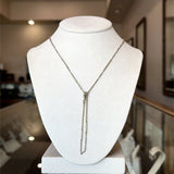 Vintage 14KT White Gold Lariat Chain, 23" Inches with 6" Inch Drop - KFK, Inc.