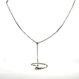 Vintage 14KT White Gold Lariat Chain, 23" Inches with 6" Inch Drop - KFK, Inc.