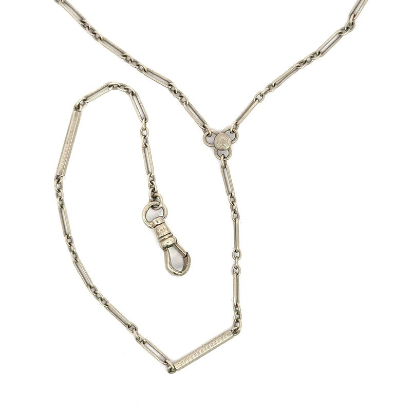 Vintage 14KT White Gold Lariat Chain, 23" Inches with 6" Inch Drop - KFK, Inc.