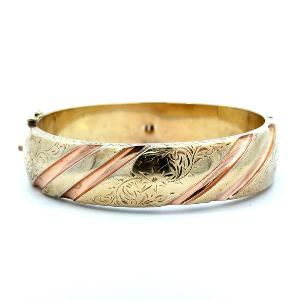 Vintage 14KT Yellow and Rose Gold Bangle Bracelet - KFK, Inc.