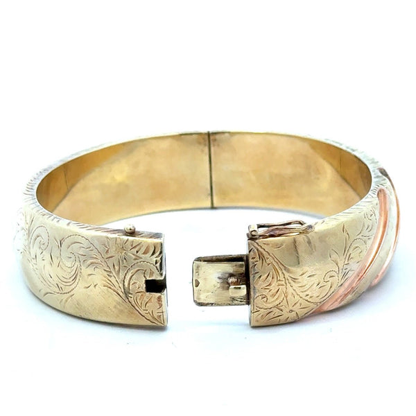 Vintage 14KT Yellow and Rose Gold Bangle Bracelet - KFK, Inc.