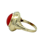 Vintage 14KT Yellow Gold Bezel Set Coral Ring - KFK, Inc.