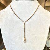 Vintage 14KT Yellow Gold Block and Cable Chain with Drop - KFK, Inc.