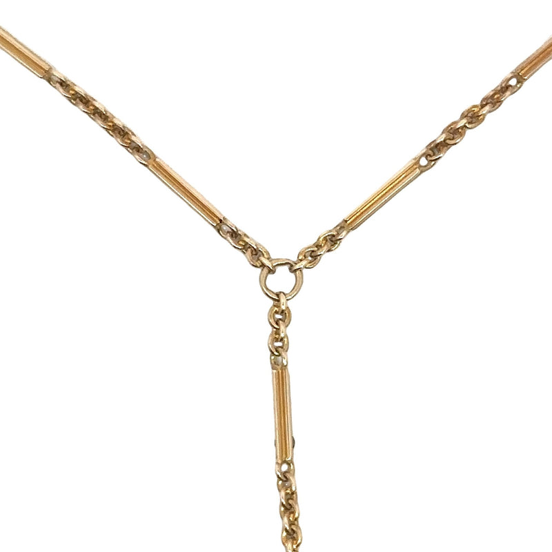 Vintage 14KT Yellow Gold Block and Cable Chain with Drop - KFK, Inc.