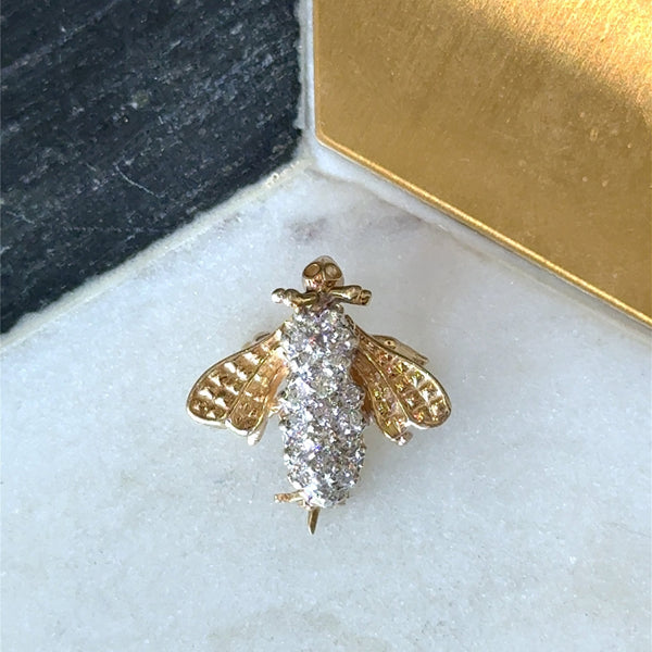 Vintage 14KT Yellow Gold Diamond Baby Bumblebee Lapel Pin - KFK, Inc.