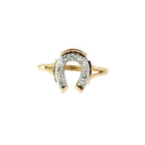 Vintage 14KT Yellow Gold Diamond Horseshoe Ring - KFK, Inc.