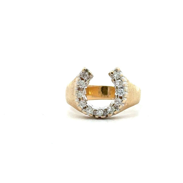 Vintage 14KT Yellow Gold Diamond Horseshoe Ring - KFK, Inc.