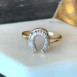 Vintage 14KT Yellow Gold Diamond Horseshoe Ring - KFK, Inc.