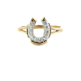 Vintage 14KT Yellow Gold Diamond Horseshoe Ring - KFK, Inc.