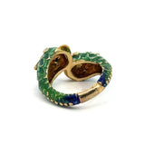 Vintage 14KT Yellow Gold Enamel and Diamond Bypass Fish Ring - KFK, Inc.