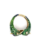 Vintage 14KT Yellow Gold Enamel and Diamond Bypass Fish Ring - KFK, Inc.