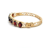 Vintage 14KT Yellow Gold Garnet Bangle Bracelet - KFK, Inc.