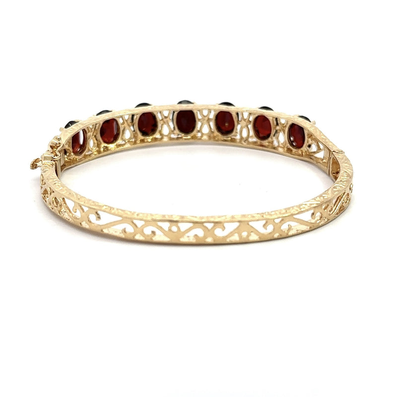 Vintage 14KT Yellow Gold Garnet Bangle Bracelet - KFK, Inc.