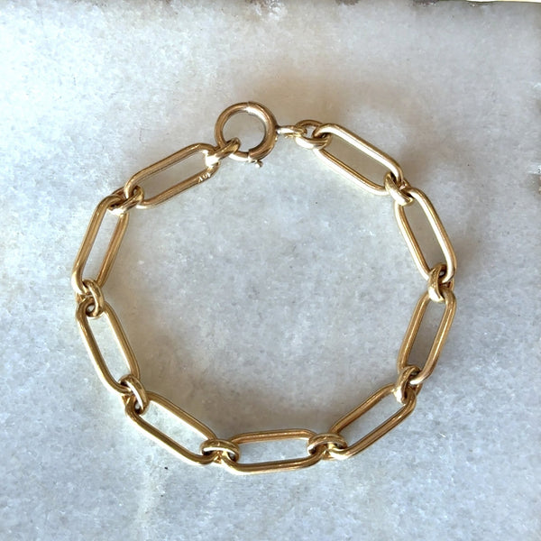 Vintage 14KT Yellow Gold Paperclip Link Bracelet - KFK, Inc.