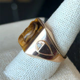 Vintage 14KT Yellow Gold Tiger's Eye Double Profile Cameo Signet Ring - KFK, Inc.