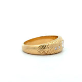 Vintage 1950s gypsy dome ring with .28CT flush-set diamonds and engraved detailing KFK Jewelers Los Angeles