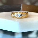 Vintage 1950s gypsy dome ring with .28CT flush-set diamonds and engraved detailing KFK Jewelers Los Angeles
