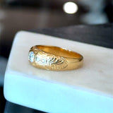 Vintage 1950s gypsy dome ring with .28CT flush-set diamonds and engraved detailing KFK Jewelers Los Angeles