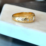 Vintage 1950s gypsy dome ring with .28CT flush-set diamonds and engraved detailing KFK Jewelers Los Angeles