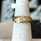 Vintage 1950s gypsy dome ring with .28CT flush-set diamonds and engraved detailing KFK Jewelers Los Angeles