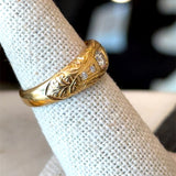Vintage 1950s gypsy dome ring with .28CT flush-set diamonds and engraved detailing KFK Jewelers Los Angeles