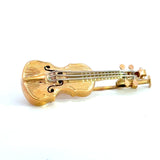 Vintage 18KT yellow gold violin brooch lapel pin KFK Jewelers Los Angeles