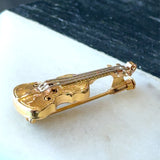 Vintage 18KT yellow gold violin brooch lapel pin KFK Jewelers Los Angeles