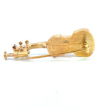 Vintage 18KT yellow gold violin brooch lapel pin KFK Jewelers Los Angeles