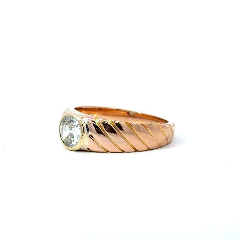 Vintage 18KT Rose Gold Bezel - Set Diamond Ring - KFK, Inc.
