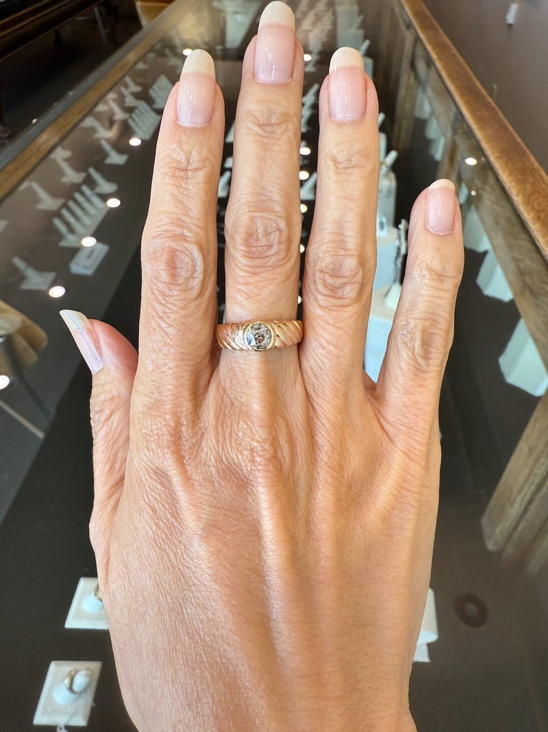 Vintage 18KT Rose Gold Bezel - Set Diamond Ring - KFK, Inc.