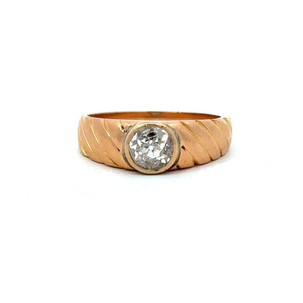Vintage 18KT Rose Gold Bezel - Set Diamond Ring - KFK, Inc.