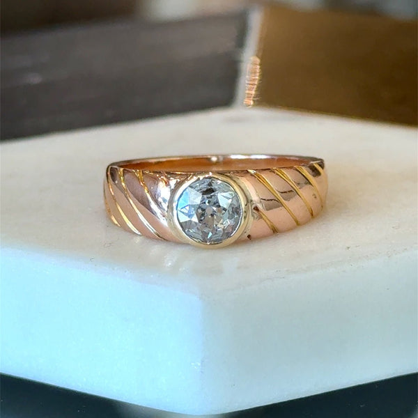 Vintage 18KT Rose Gold Bezel - Set Diamond Ring - KFK, Inc.
