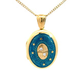 Vintage 18KT Yellow Gold and Enamel Locket with Diamond Accents - KFK, Inc.