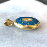 Vintage 18KT Yellow Gold and Enamel Locket with Diamond Accents - KFK, Inc.
