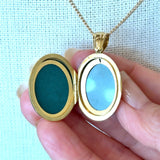 Vintage 18KT Yellow Gold and Enamel Locket with Diamond Accents - KFK, Inc.