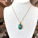 Vintage 18KT Yellow Gold and Enamel Locket with Diamond Accents - KFK, Inc.