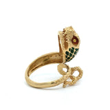 Vintage 18KT Yellow Gold and Enamel Winding Snake Ring - KFK, Inc.