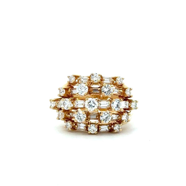 Vintage 18KT Yellow Gold Diamond Dome Cocktail Ring - KFK, Inc.