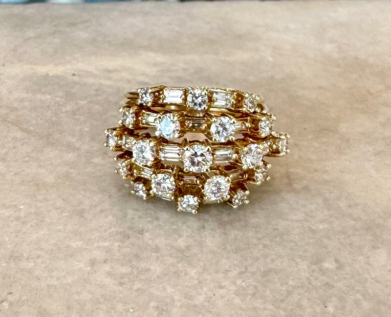 Vintage 18KT Yellow Gold Diamond Dome Cocktail Ring - KFK, Inc.