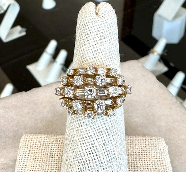 Vintage 18KT Yellow Gold Diamond Dome Cocktail Ring - KFK, Inc.