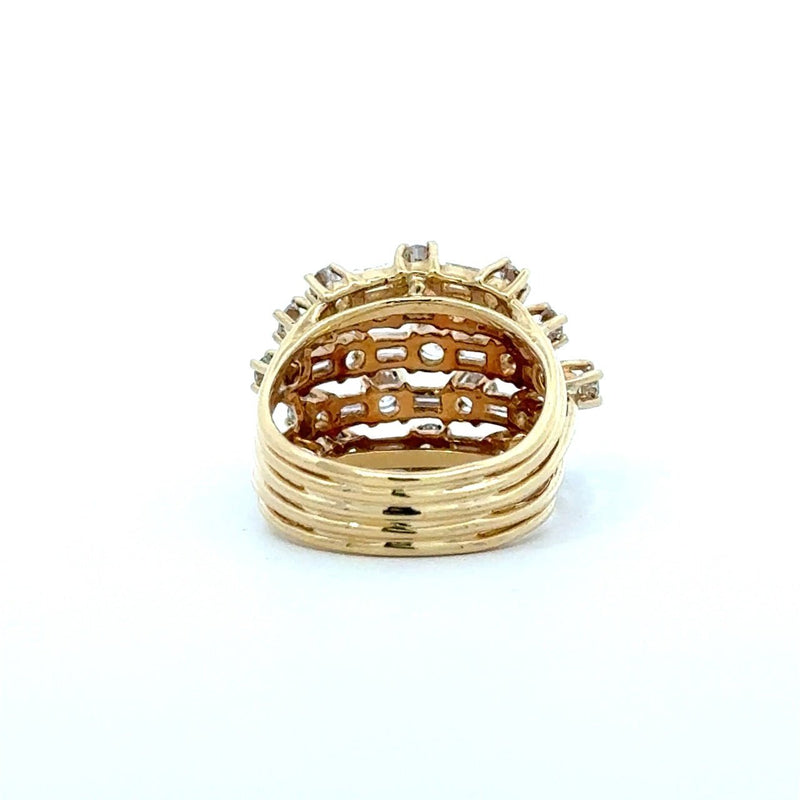 Vintage 18KT Yellow Gold Diamond Dome Cocktail Ring - KFK, Inc.